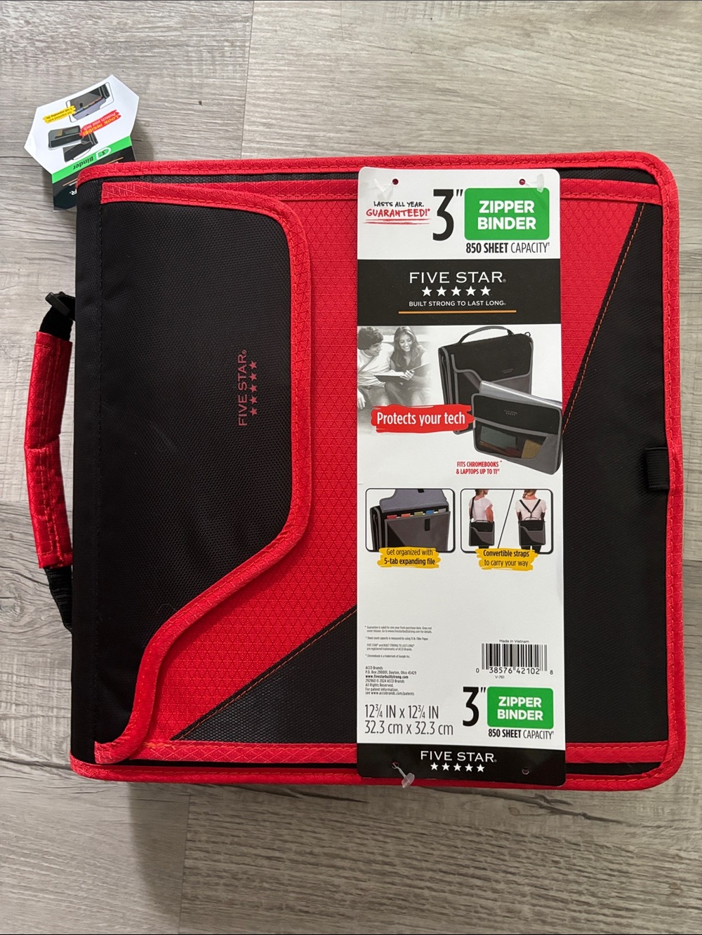 Five Star Red and Black Zipper Binder Case
